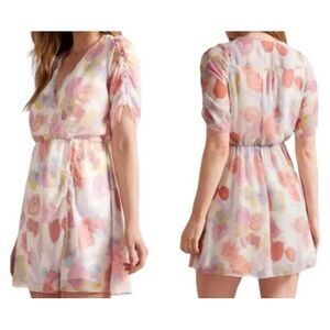 TED‎ BAKER "Juleah" Ruched Sleeve Floral Print Mini Dress $295 NWT SIZE 3 M